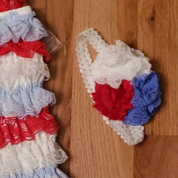 NWT 🇺🇸 Lace Petti Romper Red, White & Blue 1-2 Years - Picture 3 of 4
